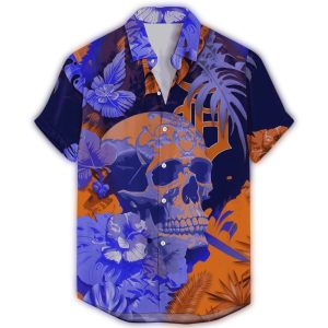 Detroit Tigers Floral Skull Hawaiian Shirt - Bold Design For Fans