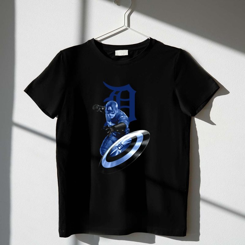 Detroit Tigers Captain America Shield Logo Fan Mashup T Shirt t shirt 1 1
