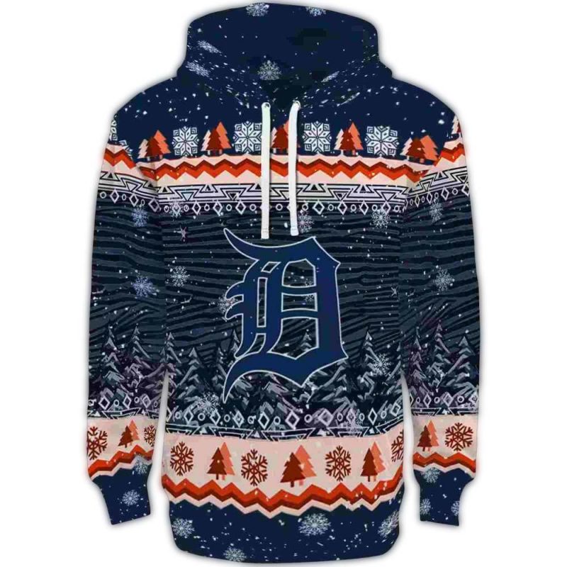 Detroit Tigers Christmas Trees All Over Print Hoodie 1