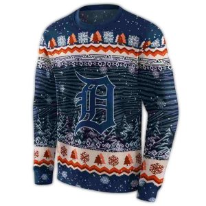 Detroit Tigers Christmas Tree Pattern Sweatshirt - Festive Holiday Apparel