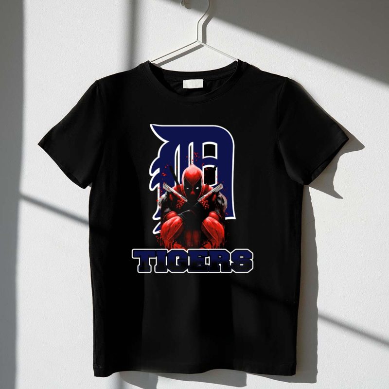 Detroit Tigers Deadpool Crossover with Iconic D Logo and Character T Shirt t shirt 1 1