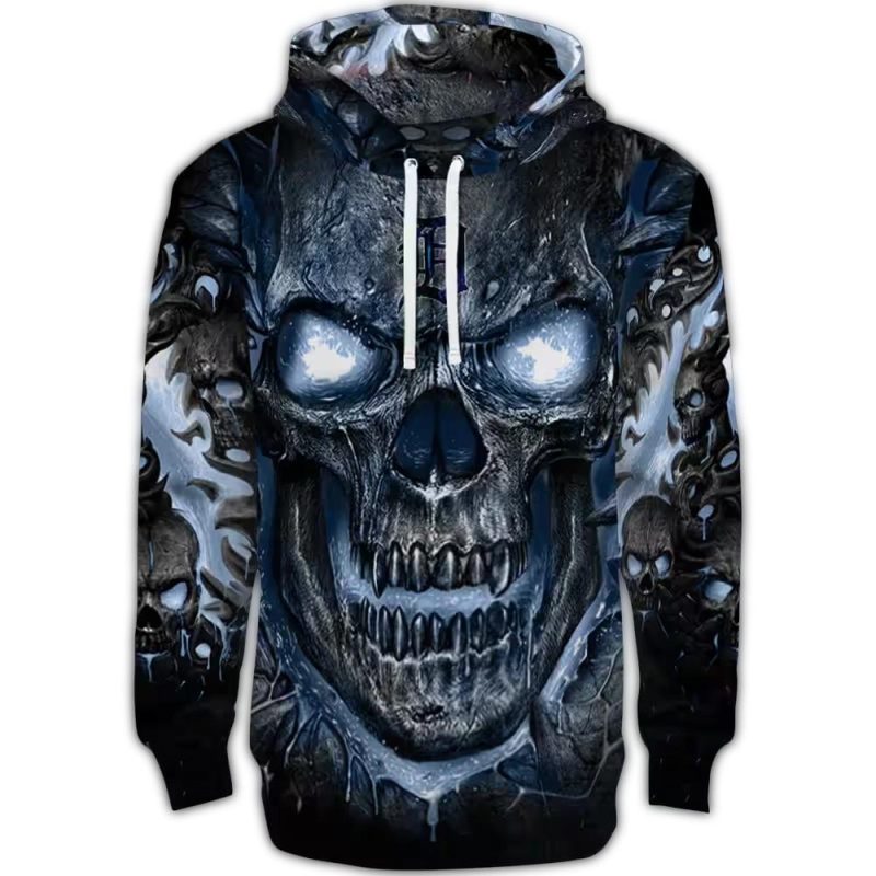 Detroit Tigers Demonic Skull All Over Print Hoodie 1