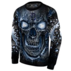 Detroit Tigers Skull Graphic All-Over Print Sweatshirt For Fans