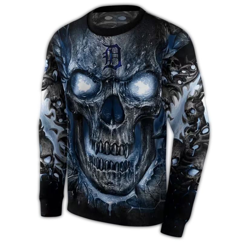 Detroit Tigers Demonic Skull All Over Print Sweatshirt 1