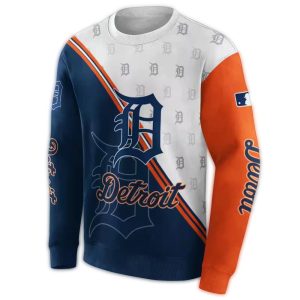 Detroit Tigers Diagonal Stripe All-Over Print Sweatshirt For Fans