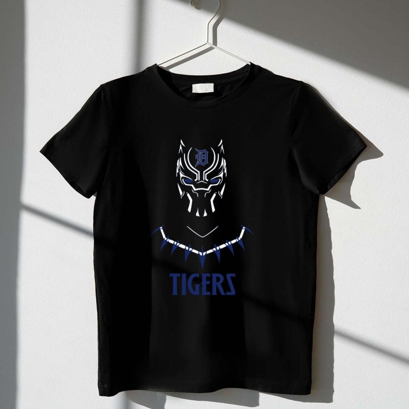 Detroit Tigers Fans and Black Panther Mask Crossover with Iconic Necklace T Shirt t shirt 1 1