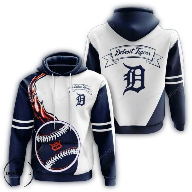 Detroit Tigers Fire Ball All Over Print Hoodie 1