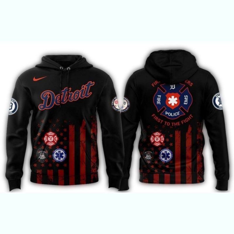 Detroit Tigers First Responders Fridays All Over Print Hoodie 1