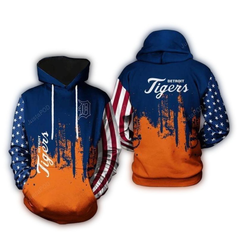 Detroit Tigers Flag American Scratch All Over Print Hoodie 1