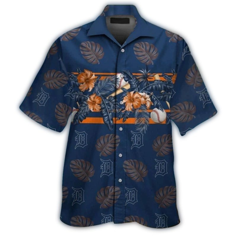 Detroit Tigers Floral Flower Leafs Pattern Hawaiian Shirt 1