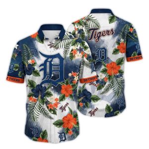 Vintage Detroit Tigers Floral Hawaiian Shirt - Tropical Style Tee