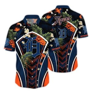 Detroit Tigers Floral Hawaiian Shirt - Tropical Team Apparel