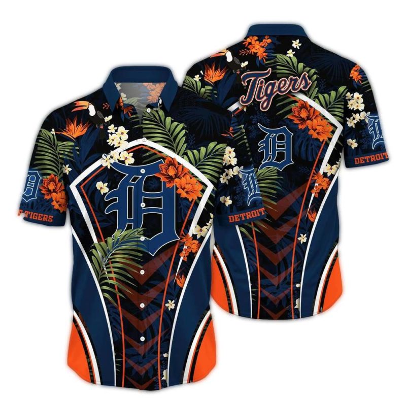 Detroit Tigers Floral Flower Uniform Hawaiian Shirt 1