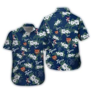 Detroit Tigers Tropical Hawaiian Shirt With Floral Pattern
