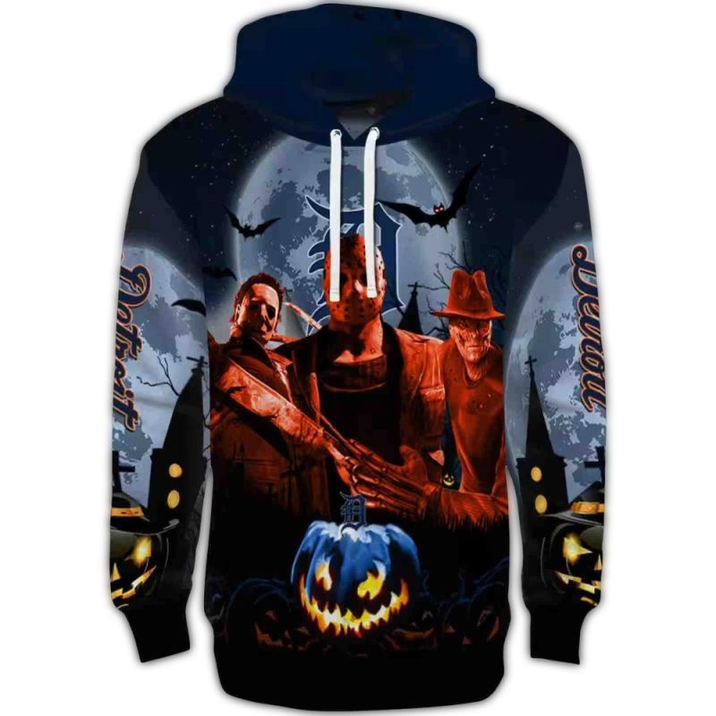 Detroit Tigers Friends Halloween Vibes All Over Print Hoodie 1