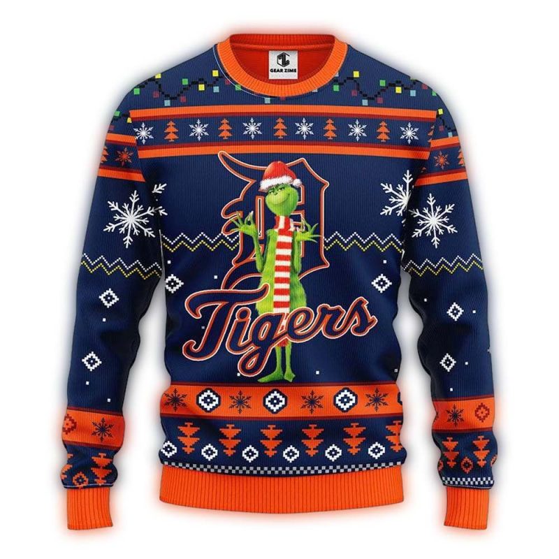 Detroit Tigers Funny Grinch Christmas All Over Print Sweatshirt 1
