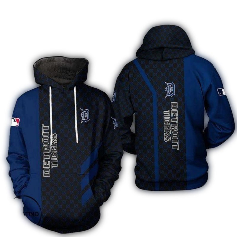 Detroit Tigers GC Pattern Blue All Over Print Hoodie 1