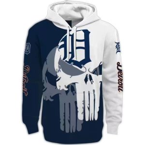 Detroit Tigers All Over Print Graphic Hoodie For Fans And Punisher Lovers