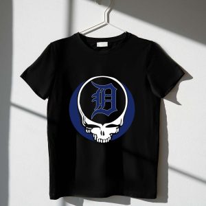 Detroit Tigers Grateful Dead Skull Graphic T-Shirt For True Fans