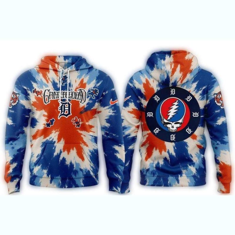 Detroit Tigers Grateful Dead Tie Dye All Over Print Hoodie 1