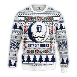 Detroit Tigers Grateful Dead Sweater - Unique Ugly Holiday Knitwear