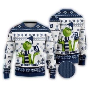 Detroit Tigers Grinch Holiday Sweatshirt With All-Over Print Design