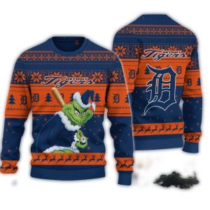 Detroit Tigers Grinch Stolen Christmas Ugly Sweatshirt For Fans