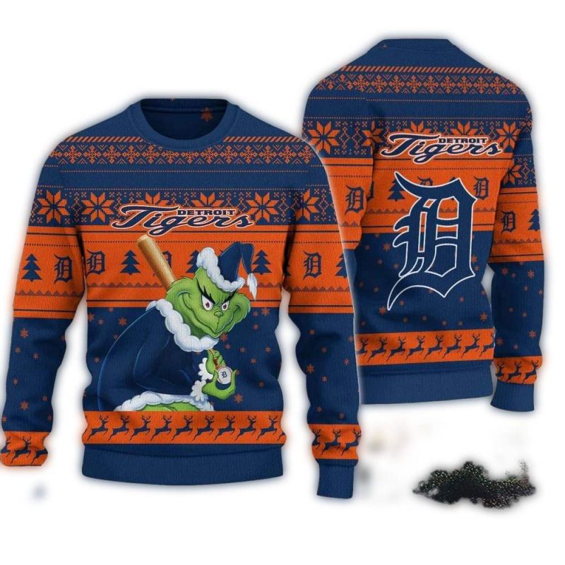 Detroit Tigers Grinch Stolen Christmas Ugly Sweater 1