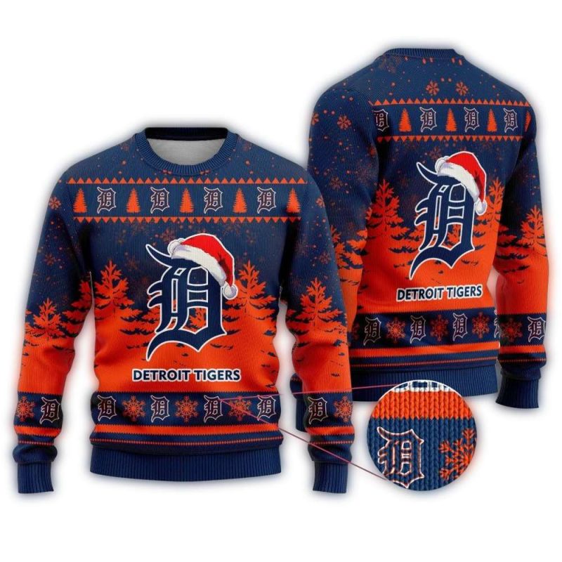 Detroit Tigers Hat Christmas Ugly Sweater 1