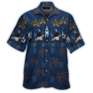 Detroit Tigers Tropical Hawaiian Shirt With Helmet And Surf Design