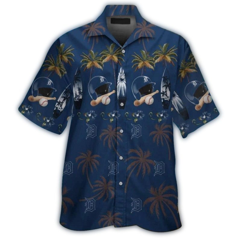 Detroit Tigers Helmet Ball And Surf Tropical Hawaiian Shirt 1
