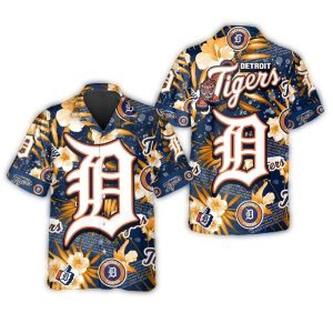 Detroit Tigers Hibiscus Hawaiian Shirt With Iconic Logo Design
