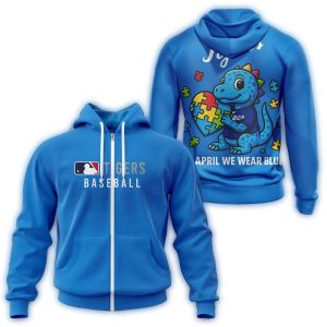 Detroit Tigers April We Wear Blue All-Over Print Hoodie
