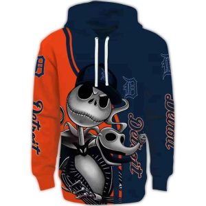 Detroit Tigers Jack Skellington All-Over Print Hoodie For Fans