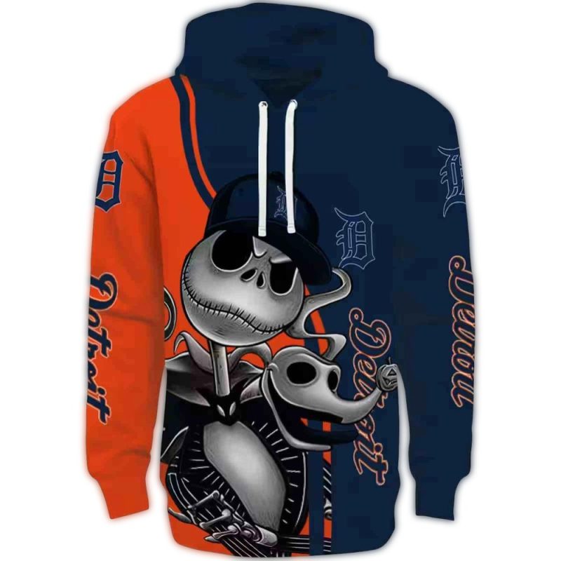 Detroit Tigers Jack Skellington All Over Print Hoodie 1