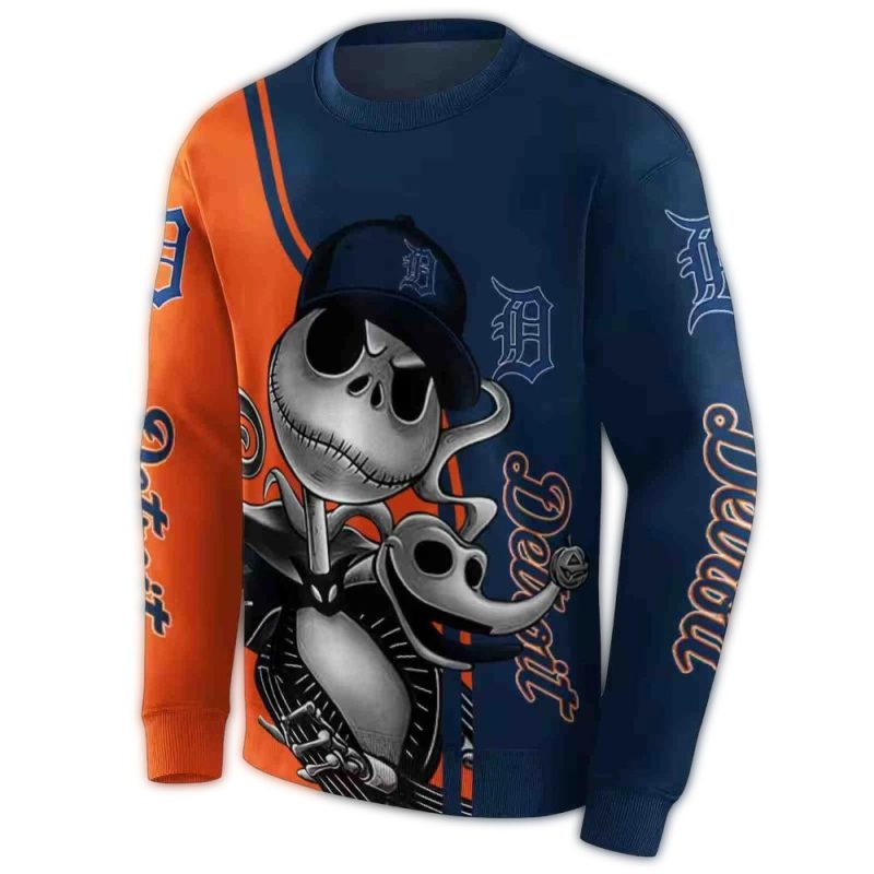 Detroit Tigers Jack Skellington All Over Print Sweatshirt 1