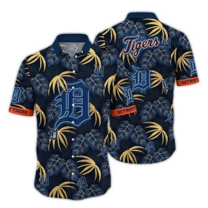 Detroit Tigers Tropical Hawaiian Shirt With Leaf Pattern Design