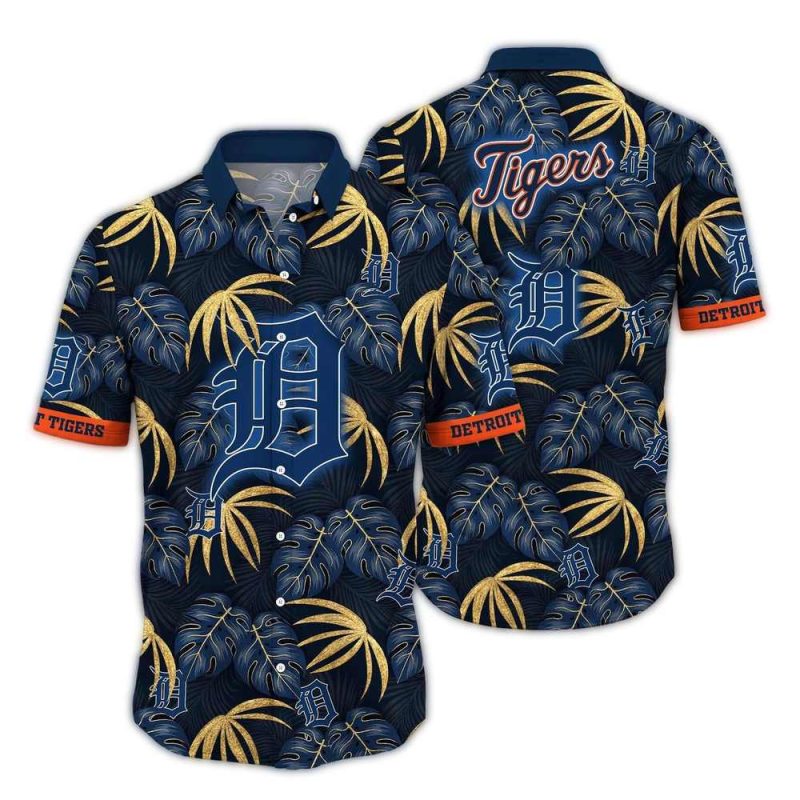 Detroit Tigers Leafs Pattern Tropical Hawaiian Shirt 1