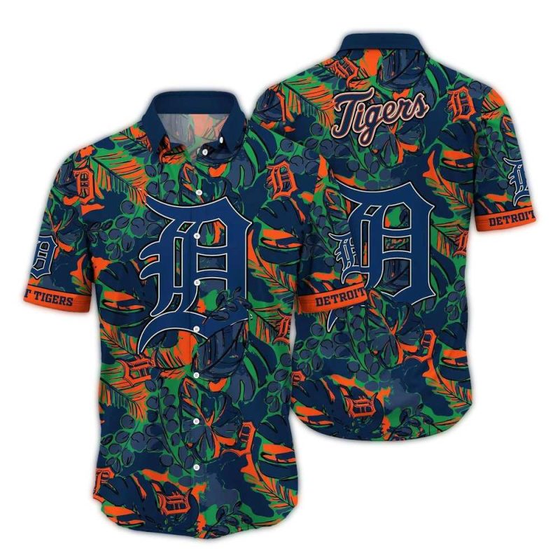 Detroit Tigers Leafs Pattern Vintage Hawaiian Shirt 1