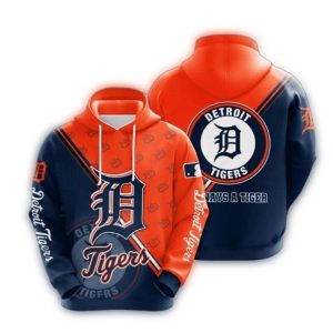 Detroit Tigers All-Over Logo Print Hoodie For Fans And Casual Wear
