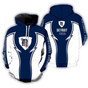 Detroit Tigers All-Over Print Hoodie In White And Blue Design
