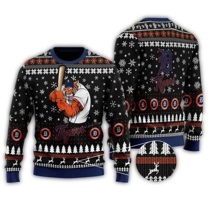 Detroit Tigers Mascot Play Baseball All Over Print Sweatshirt 1