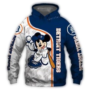 Mickey Mouse All Over Print Detroit Tigers Hoodie For Fans