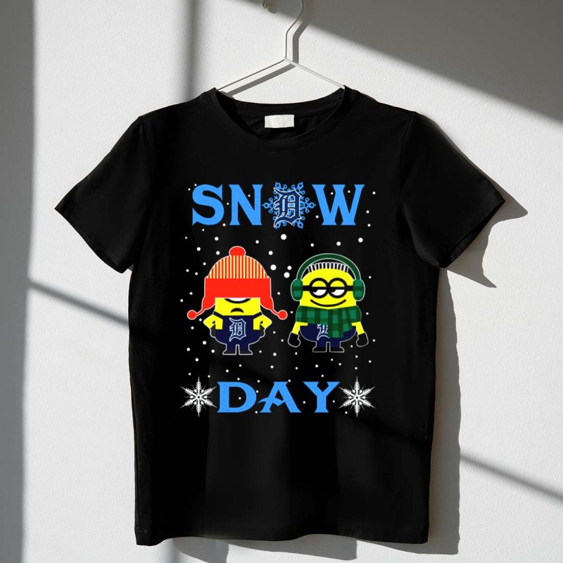 Detroit Tigers Minions Snow Day Winter Fun T Shirt t shirt 1 1