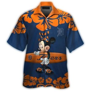 Detroit Tigers Minnie Mouse Tropical Floral Hawaiian Shirt For Fans