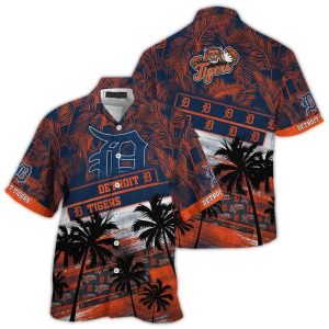 Detroit Tigers Hawaiian Shirt With Palm Tree Pattern For Summer Style
