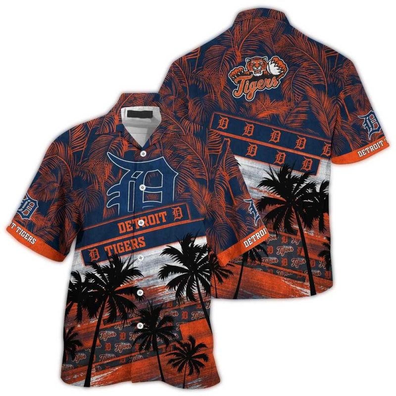 Detroit Tigers Palm Tree Pattern Hawaiian Shirt 1