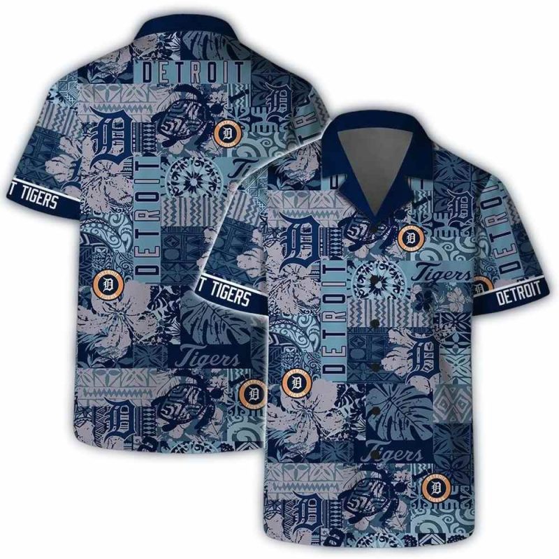 Detroit Tigers Patchwork Pattern Hawaiian Shirt 1