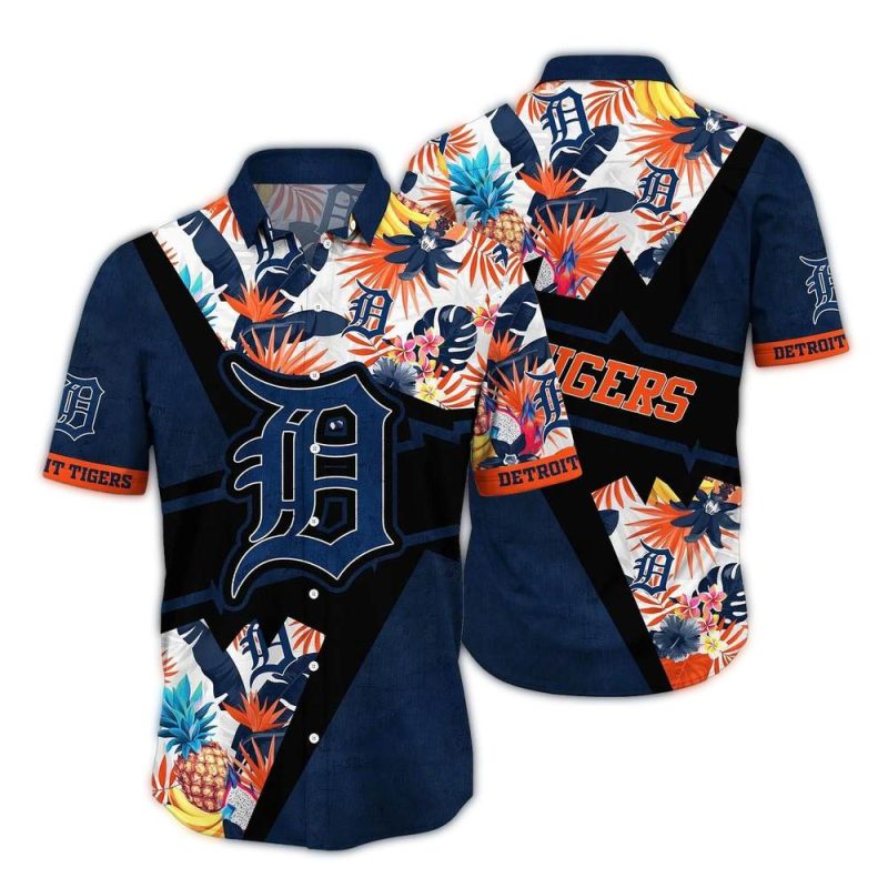 Detroit Tigers Pineapple Floral Tropical Hawaiian Shirt 1