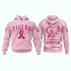 Pink Breast Cancer Awareness Detroit Tigers Hoodie - All Over Print Design